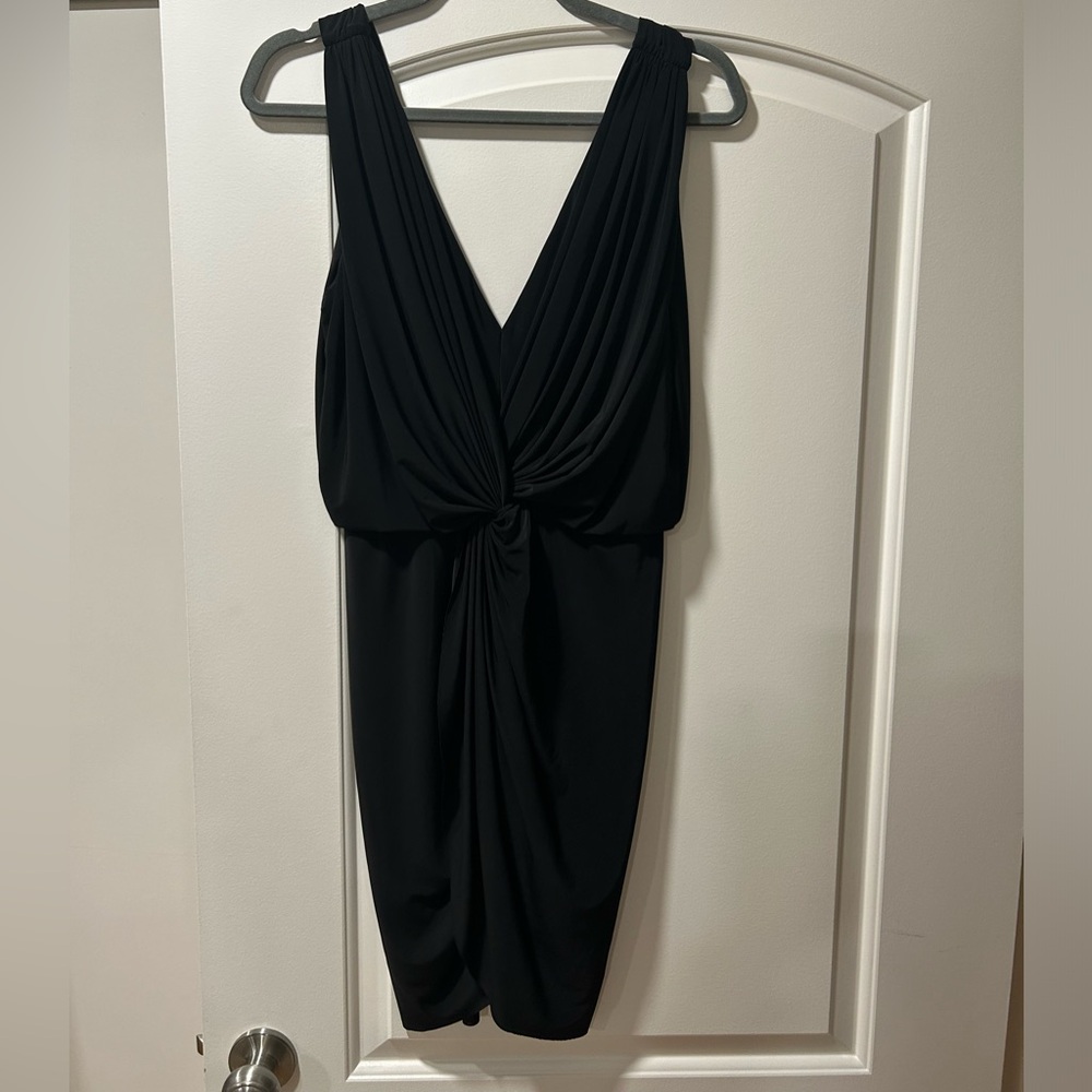 Misa Los Angeles Black Twisted Front Mini Dress